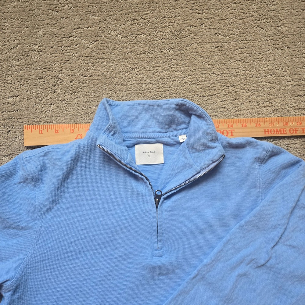 Billy Reid Mens Small Light Blue Quarter Zip Pullover - Picture 4 of 6